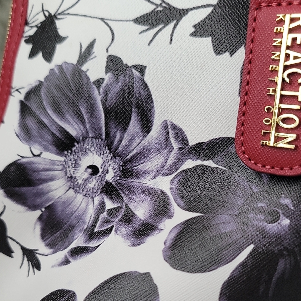 Reaction Kenneth Cole Black, White and Red Floral Shoulder Bag - Picture 5 of 16